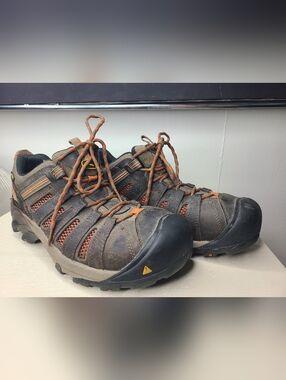 KEEN Utility Steel Toe Work Shoes Mens 10 Hiking Trail Brown Orange